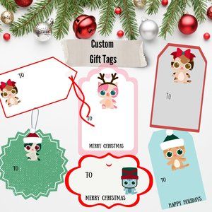Custom Cat / Kittens Chiristmas Gift Tags